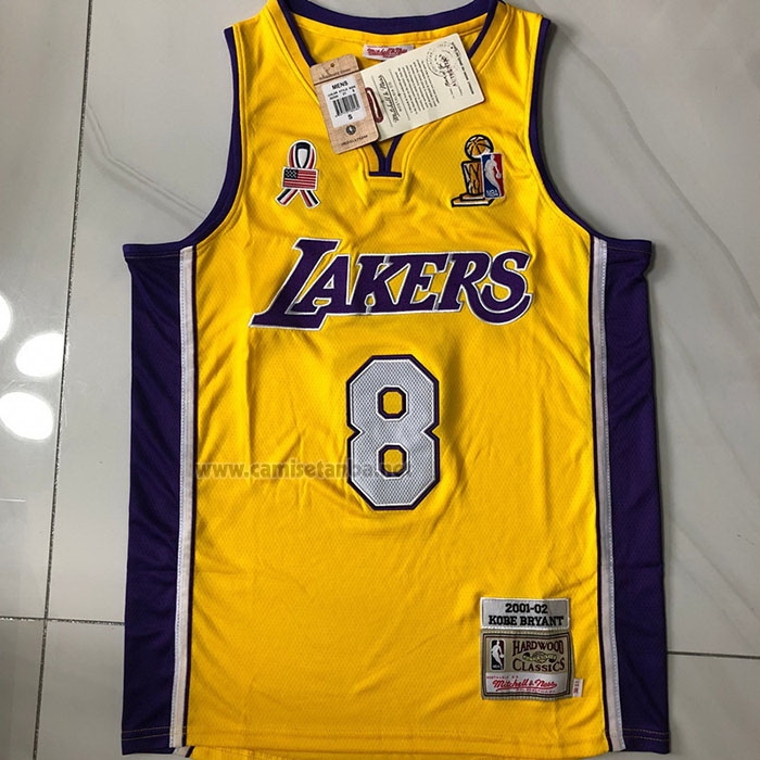 Camiseta Los Angeles Lakers Kobe Bryant #8 Mitchell & Ness 2001-02 Amarillo